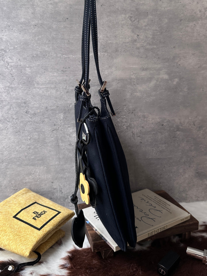 Fendi Denim Blue Wave Enamel Buckle Shoulder Bag 🩵｜Denim Blue Finish｜Contrast Stitching｜Small Practical Size