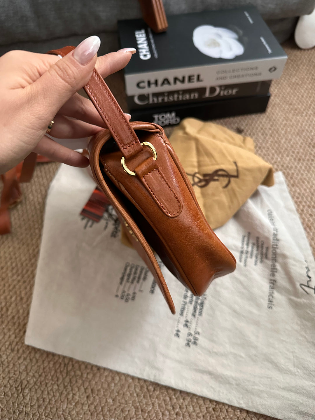 Yves Saint Laurent Caramel Embossed Monogram Crossbody 🤎✨