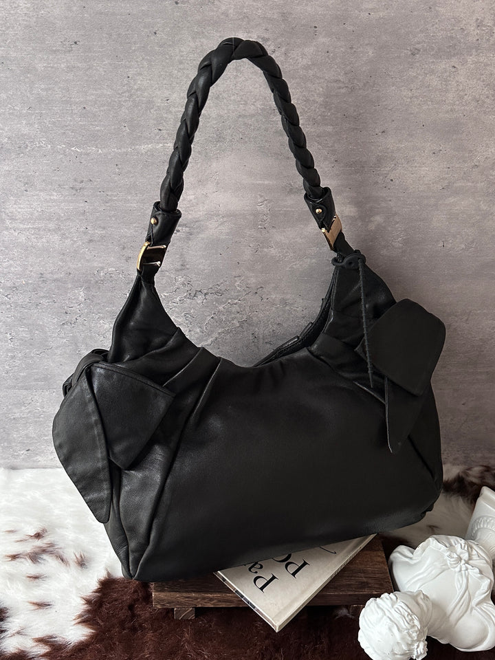 Ferragamo Bow Hobo Bag 🎀｜Braided Handle｜Soft Lambskin｜Lightweight Daily Bag