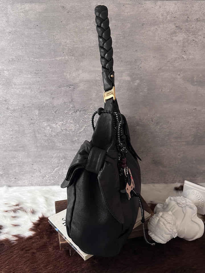 Ferragamo Bow Hobo Bag 🎀｜Braided Handle｜Soft Lambskin｜Lightweight Daily Bag