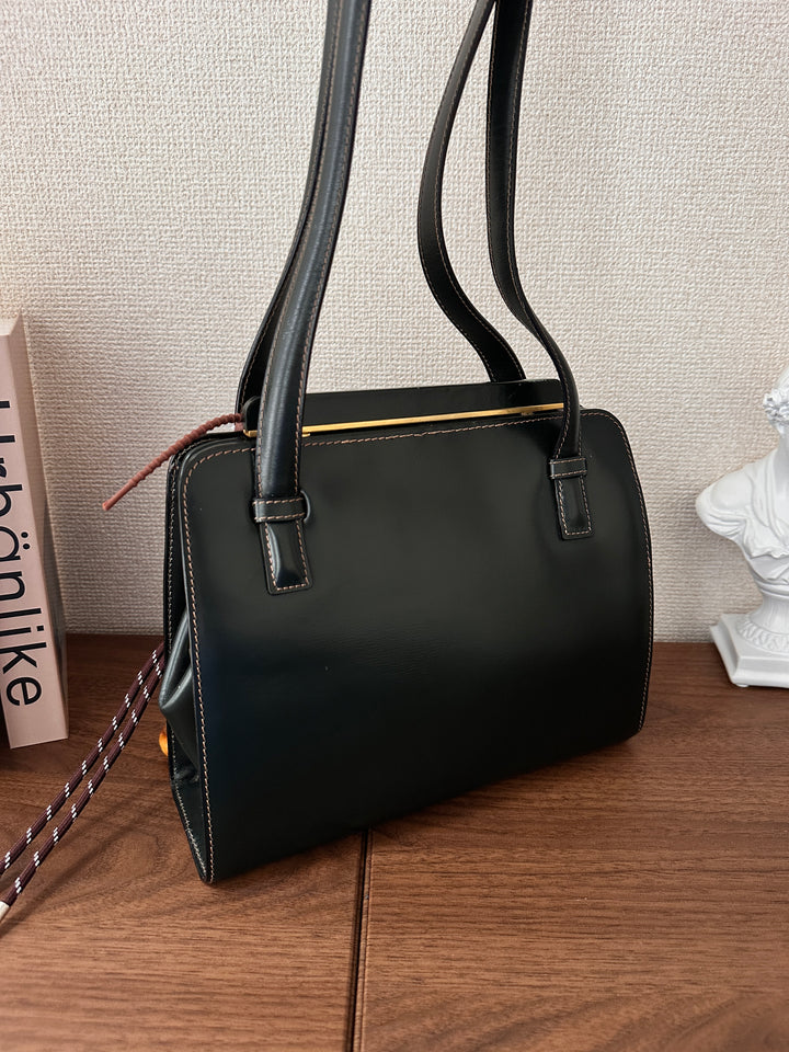 LOEWE Dark Green Box Leather Shoulder Bag 🌲🖤 Rare Vintage Beauty