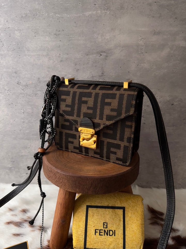 Fendi Mini FF Monogram Box Crossbody Bag 🤎｜Rare Find｜Gold Lock｜Collectible Mini Size