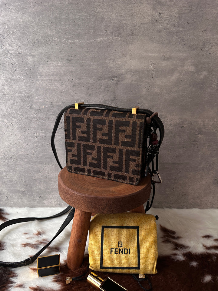 Fendi Mini FF Monogram Box Crossbody Bag 🤎｜Rare Find｜Gold Lock｜Collectible Mini Size