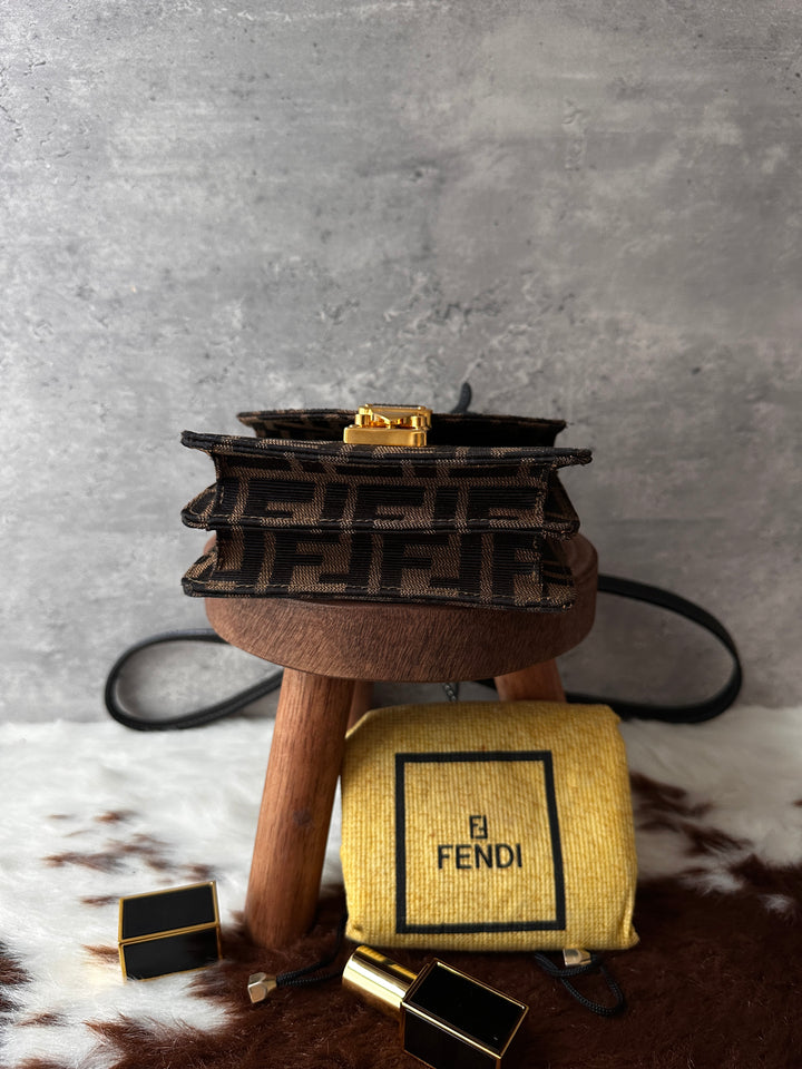 Fendi Mini FF Monogram Box Crossbody Bag 🤎｜Rare Find｜Gold Lock｜Collectible Mini Size