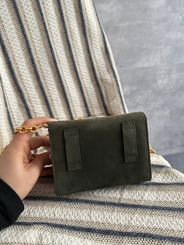 Ferragamo Vintage Chain Shoulder Bag in Olive Green