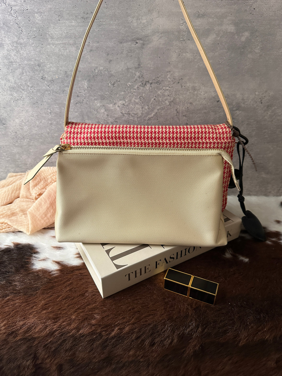 Givenchy Houndstooth Mini Baguette Shoulder Bag ❤️｜Houndstooth Pattern｜Gold 4G Logo｜With Pouch