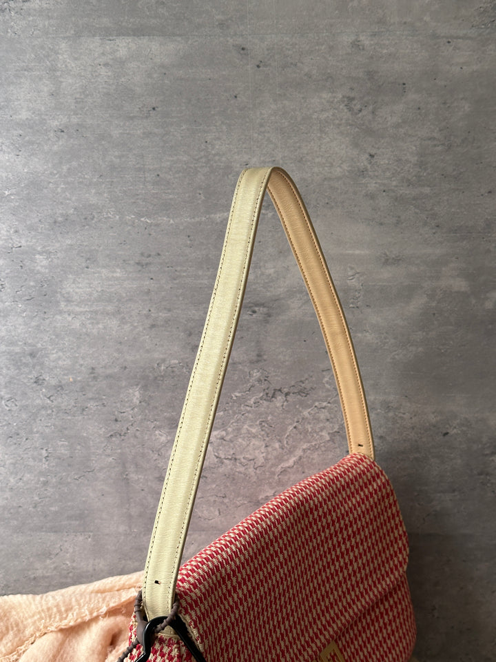 Givenchy Houndstooth Mini Baguette Shoulder Bag ❤️｜Houndstooth Pattern｜Gold 4G Logo｜With Pouch
