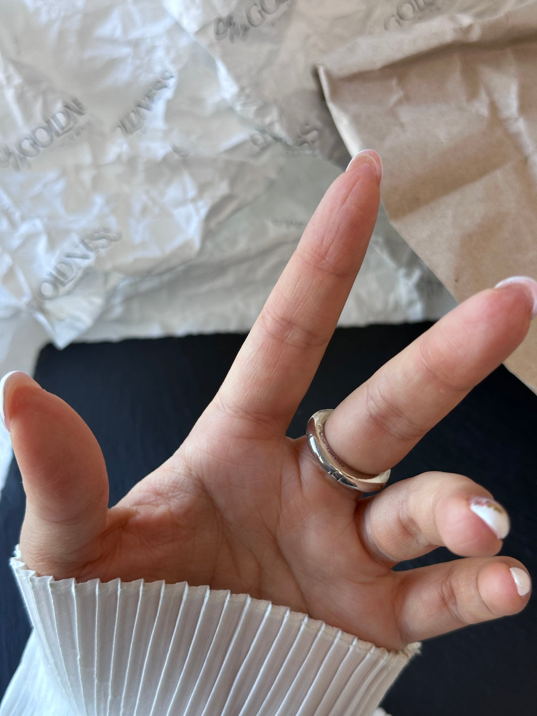 CHANEL Logo Engraved Silver-Tone Ring 💍｜Minimal Chic Stackable Piece