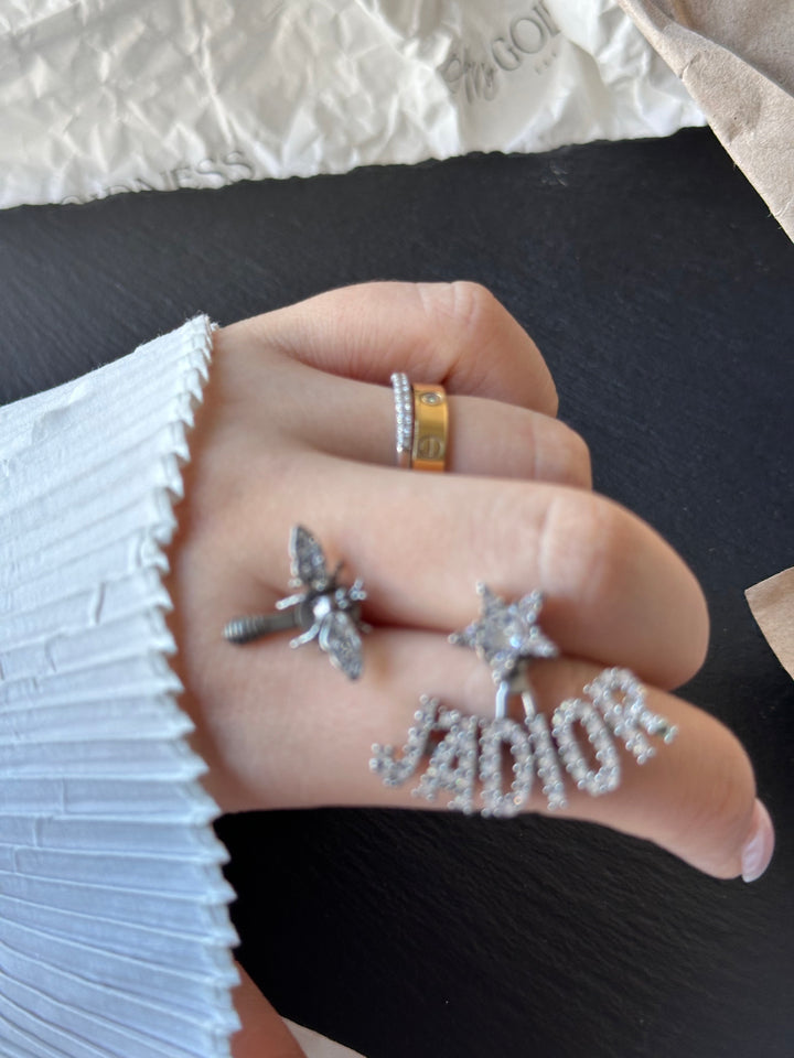 DIOR “J’ADIOR” Mismatched Bee & Star Crystal Earrings ✨｜Playful Sweet-Edge Style