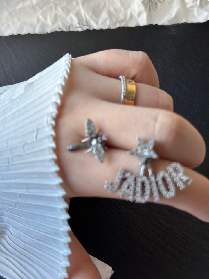 DIOR “J’ADIOR” Mismatched Bee & Star Crystal Earrings ✨｜Playful Sweet-Edge Style