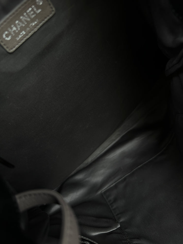 CHANEL vintage Patchwork Black Leather Travel Tote