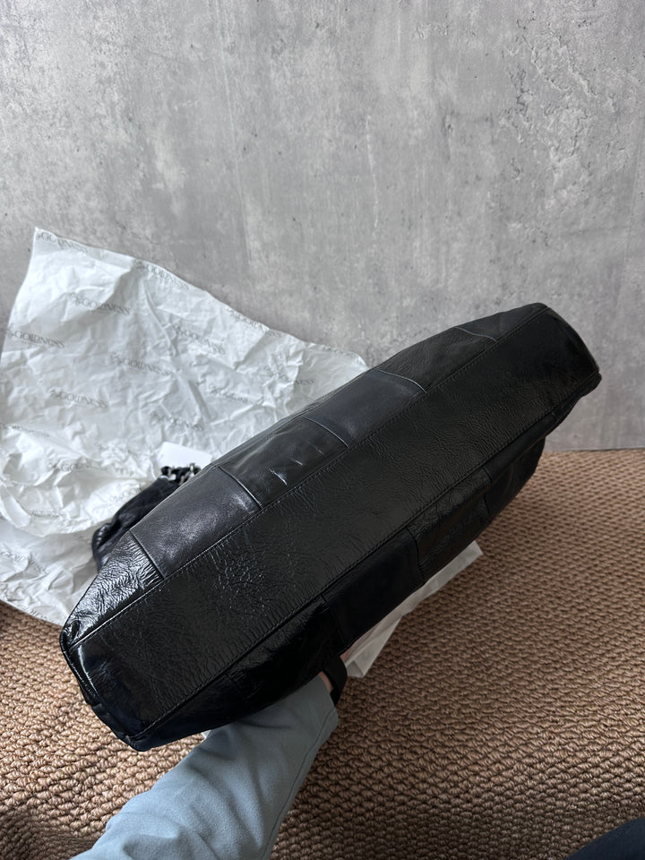 CHANEL vintage Patchwork Black Leather Travel Tote