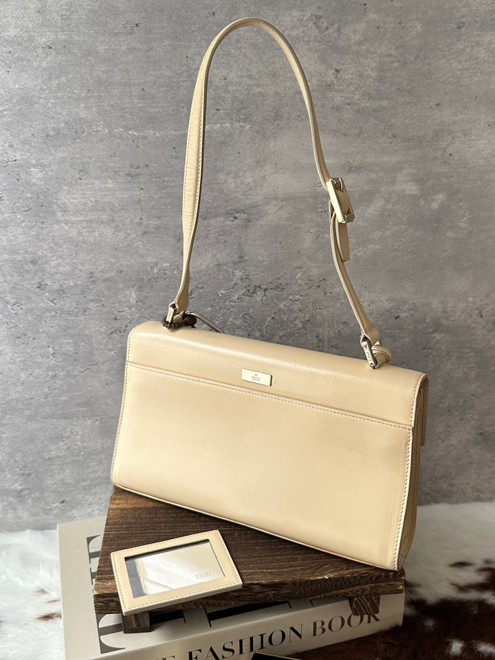 Gucci Cream Baguette Bag 🧁｜Mirror Included｜Minimal Chic｜Easy to Style