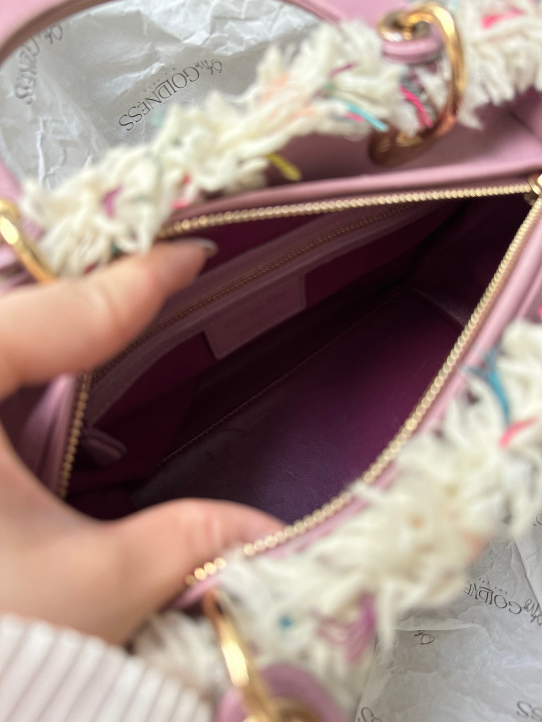 Dior Lady Dior Tweed Cannage Tote with Lilac Leather Handles 🌸｜Unique Textured Fabric & Feminine Charm