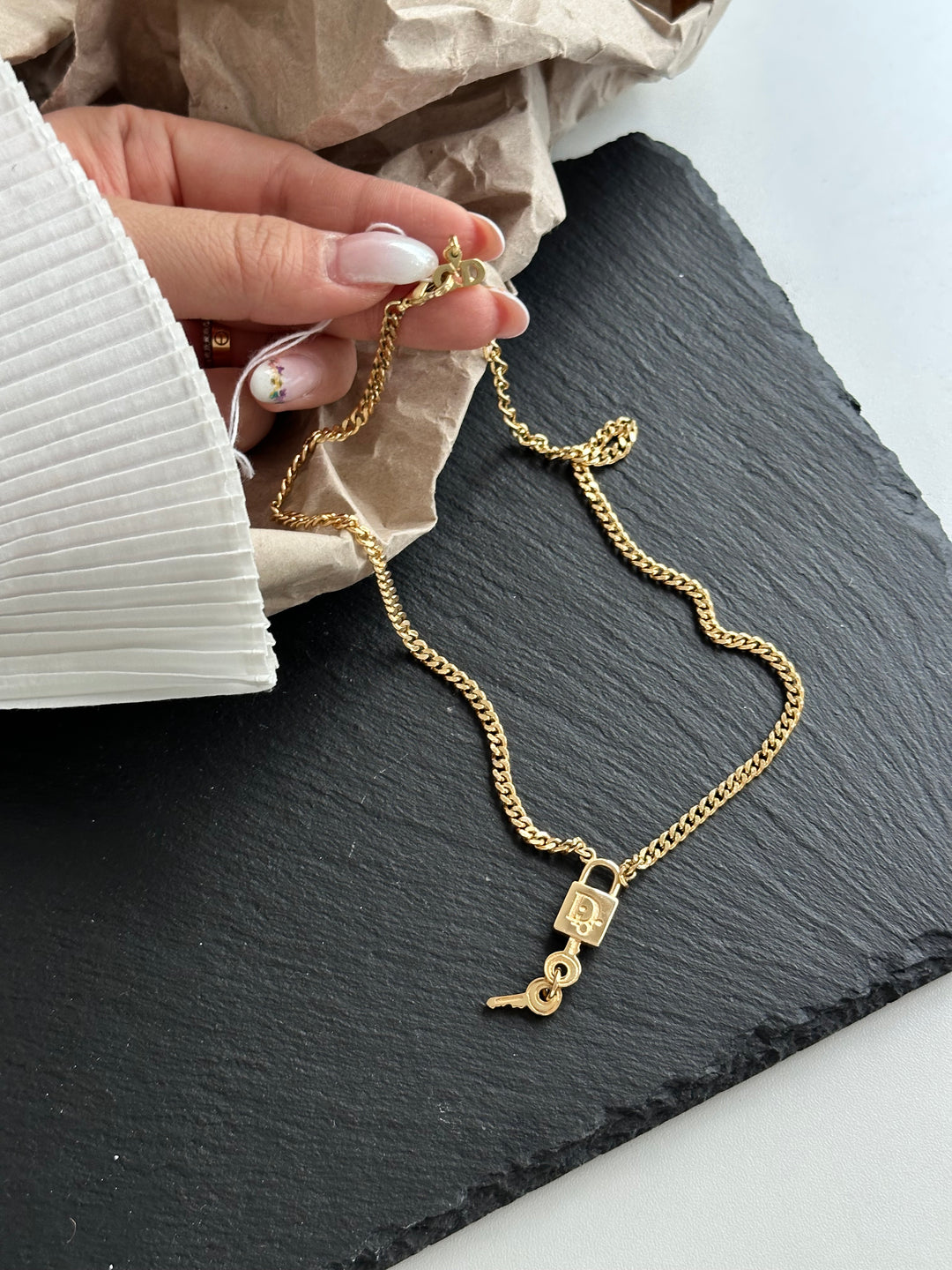 DIOR Gold Keylock &amp; Key Pendant Necklace 🔐｜Playful Luxury Statement