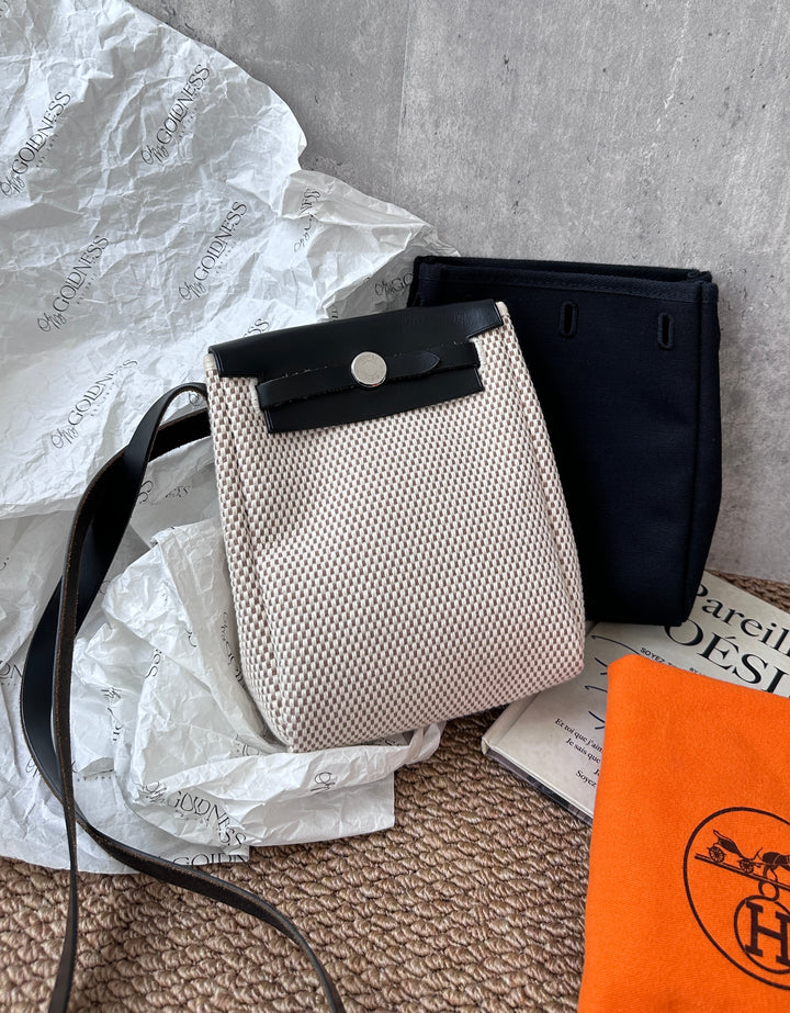 Hermes Mini Herbag Crossbody – Two Looks in One 🖤 Full Set & Rare Find