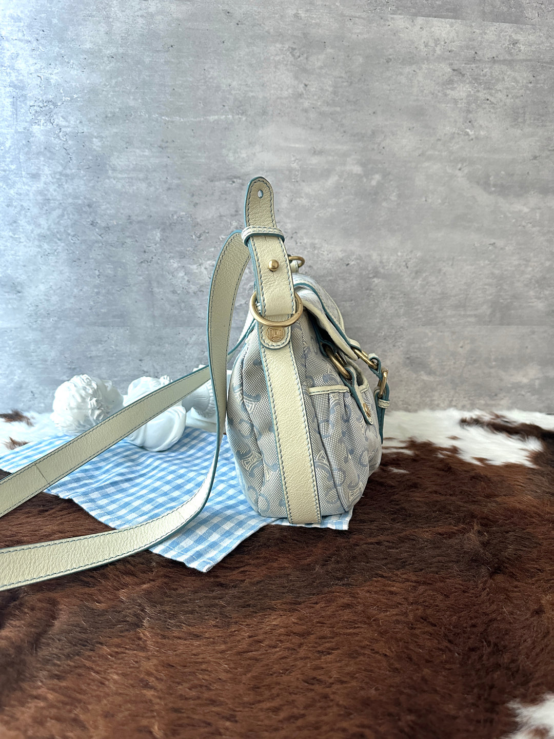 CELINE Vintage Triomphe Shoulder Bag 🩵✨｜Sky Blue Monogram