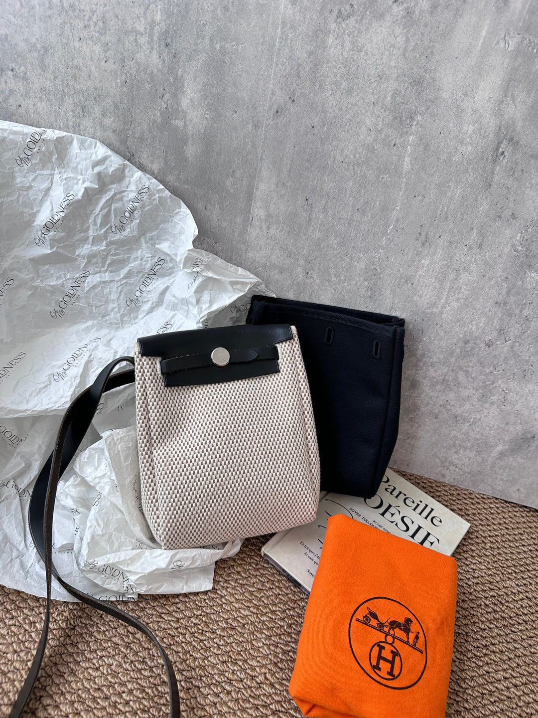 Hermes Mini Herbag Crossbody – Two Looks in One 🖤 Full Set & Rare Find