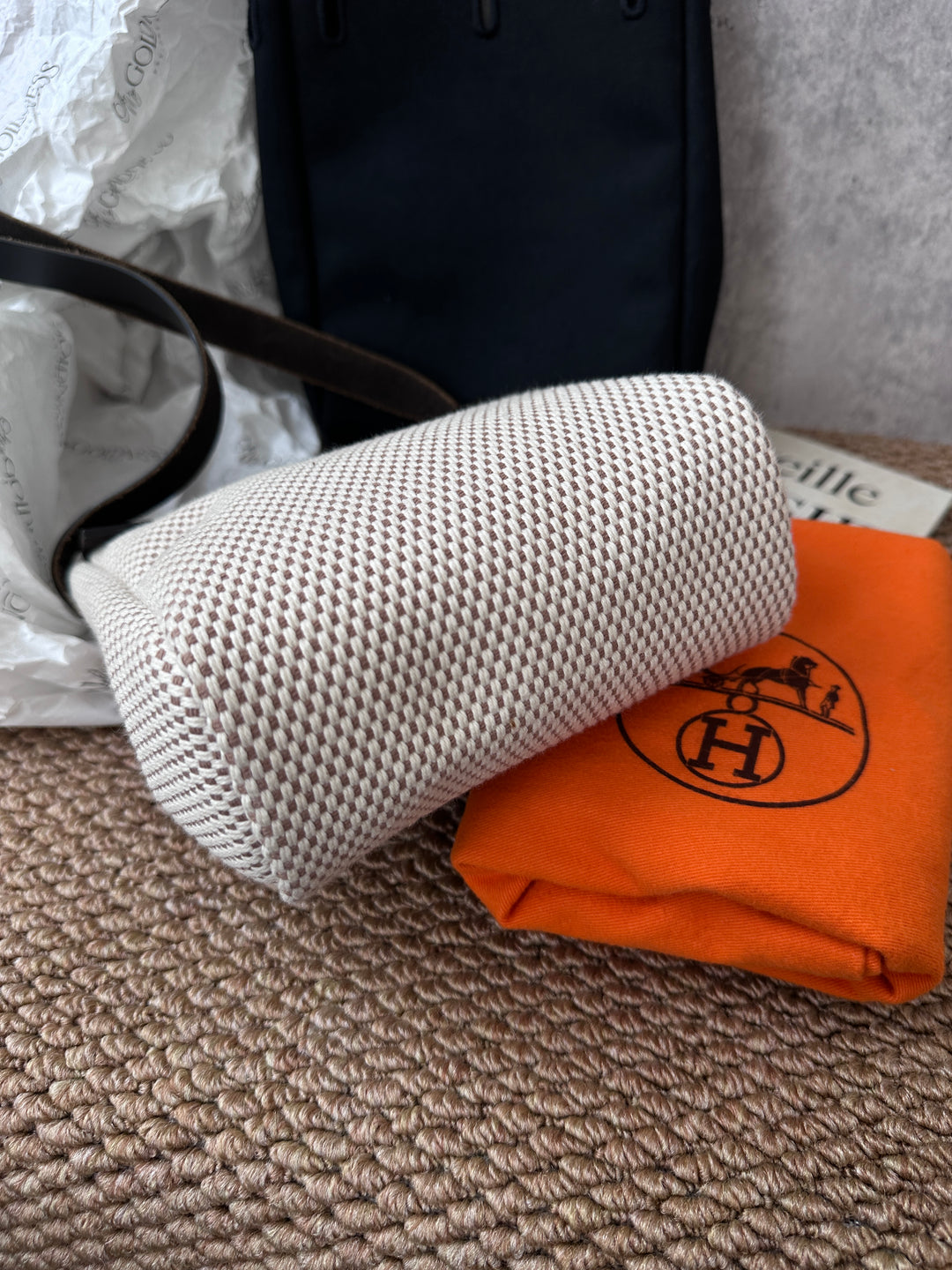 Hermes Mini Herbag Crossbody – Two Looks in One 🖤 Full Set & Rare Find