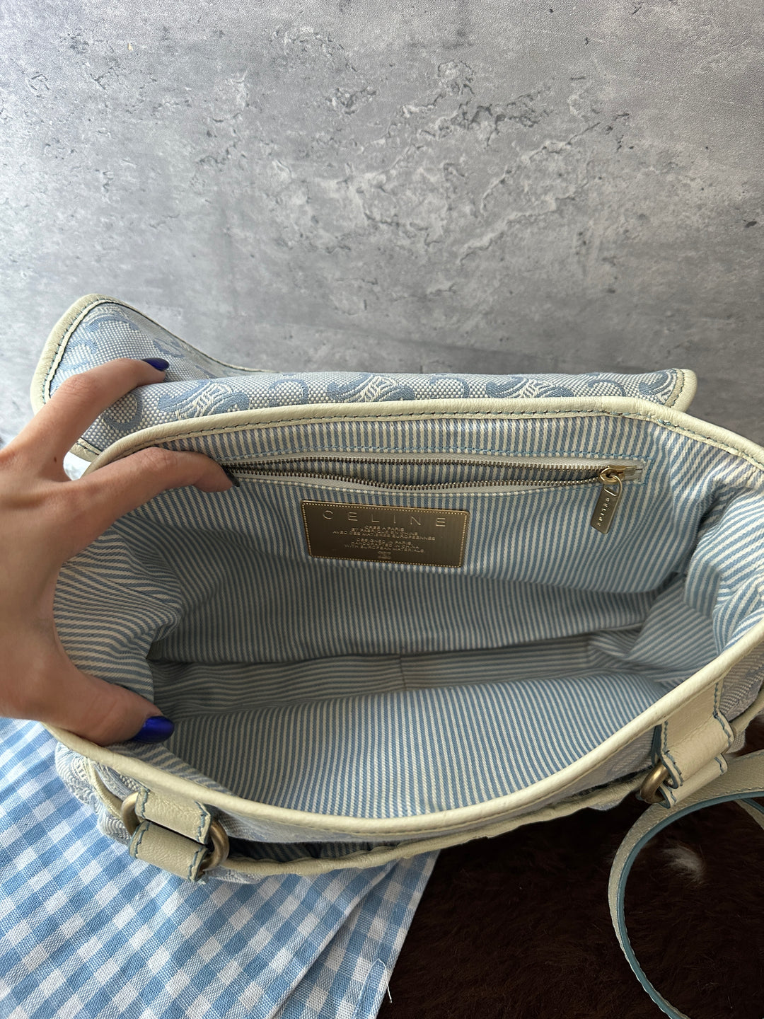 CELINE Vintage Triomphe Shoulder Bag 🩵✨｜Sky Blue Monogram