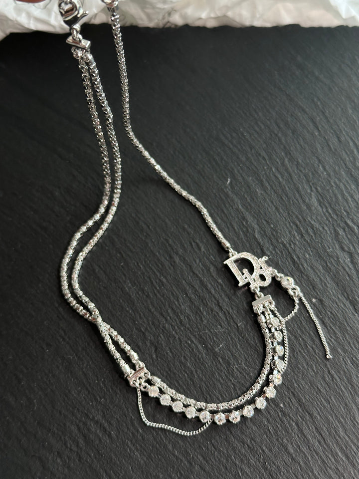 Dior Crystal Multi-Layer Necklace ✨｜Glamorous Sparkle &amp; Effortless Layering