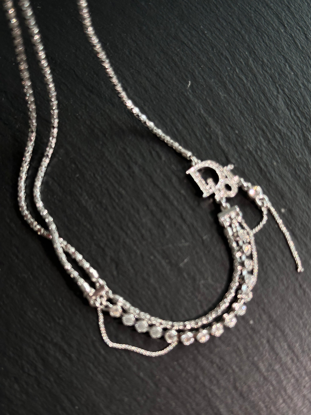 Dior Crystal Multi-Layer Necklace ✨｜Glamorous Sparkle &amp; Effortless Layering