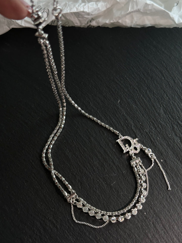 Dior Crystal Multi-Layer Necklace ✨｜Glamorous Sparkle &amp; Effortless Layering