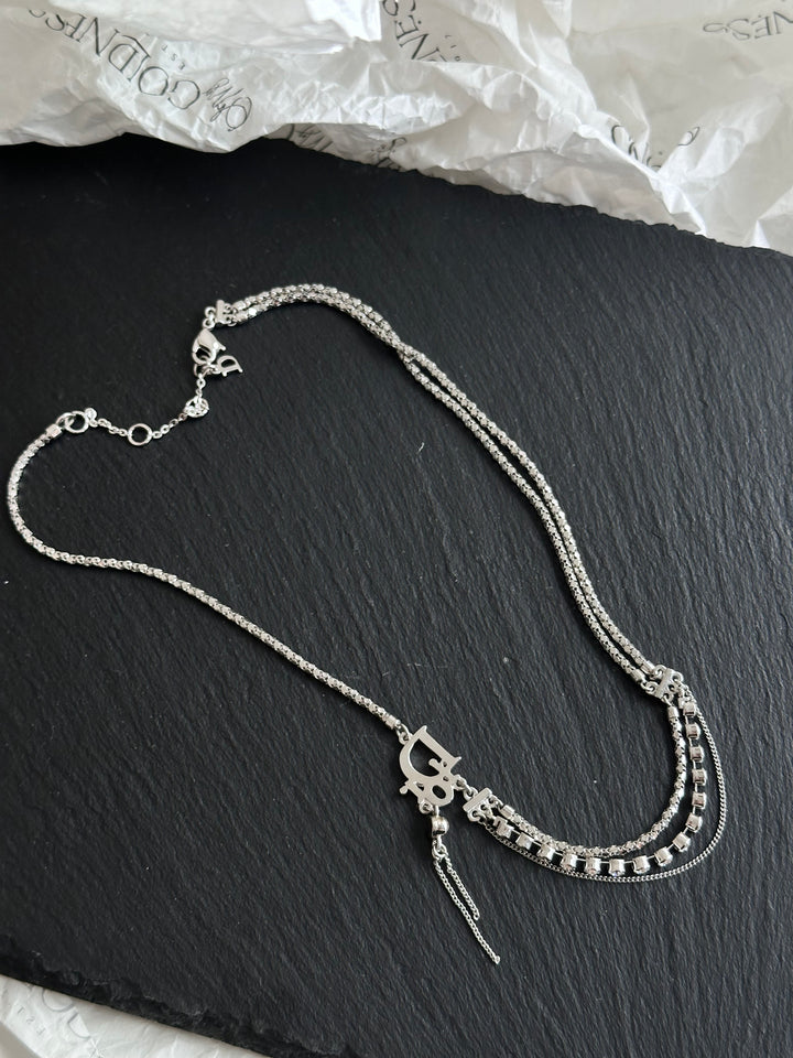 Dior Crystal Multi-Layer Necklace ✨｜Glamorous Sparkle &amp; Effortless Layering