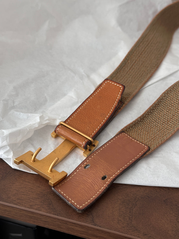 HERMÈS Vintage Elastic & Leather H Belt 🤎✨ Rare Find