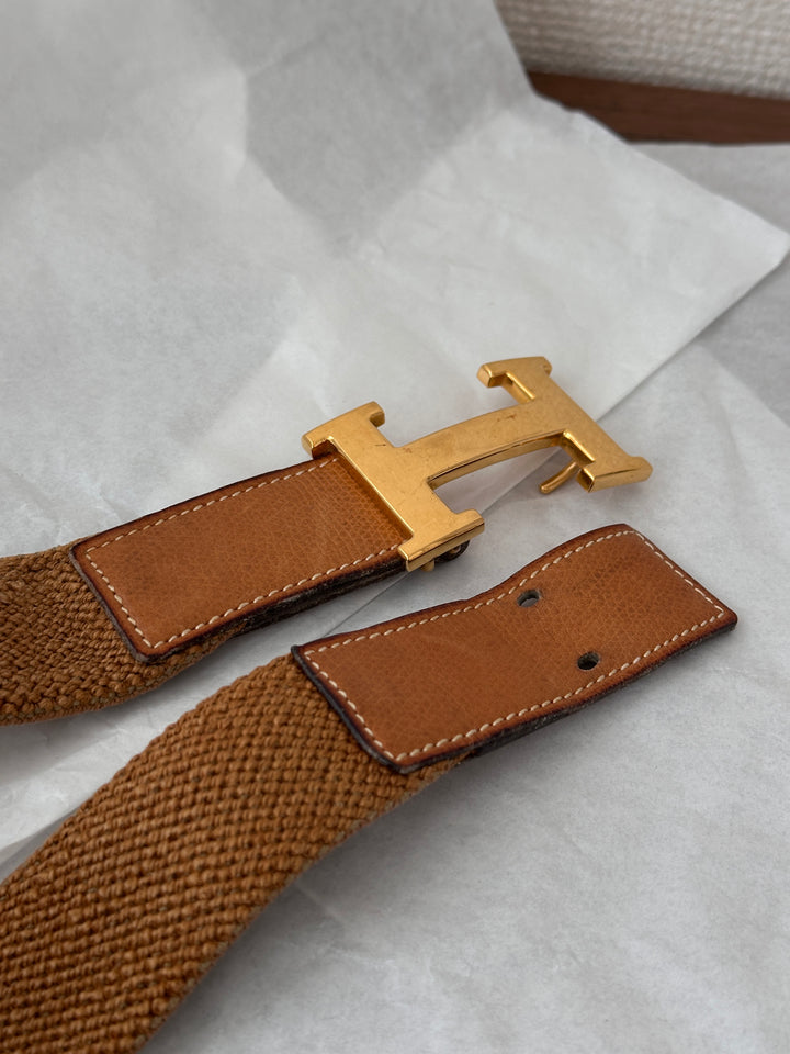 HERMÈS Vintage Elastic & Leather H Belt 🤎✨ Rare Find