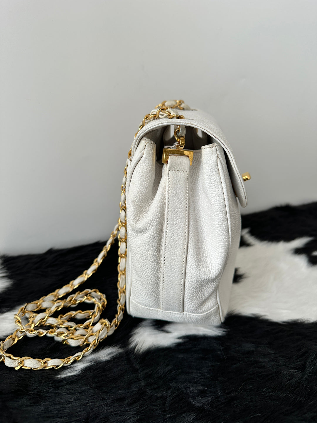 chanel mini backpack white CHANEL 24K White Caviar Mini Backpack Crossbody|Rare Snow-White Caviar – Oh My Goldness Vintage