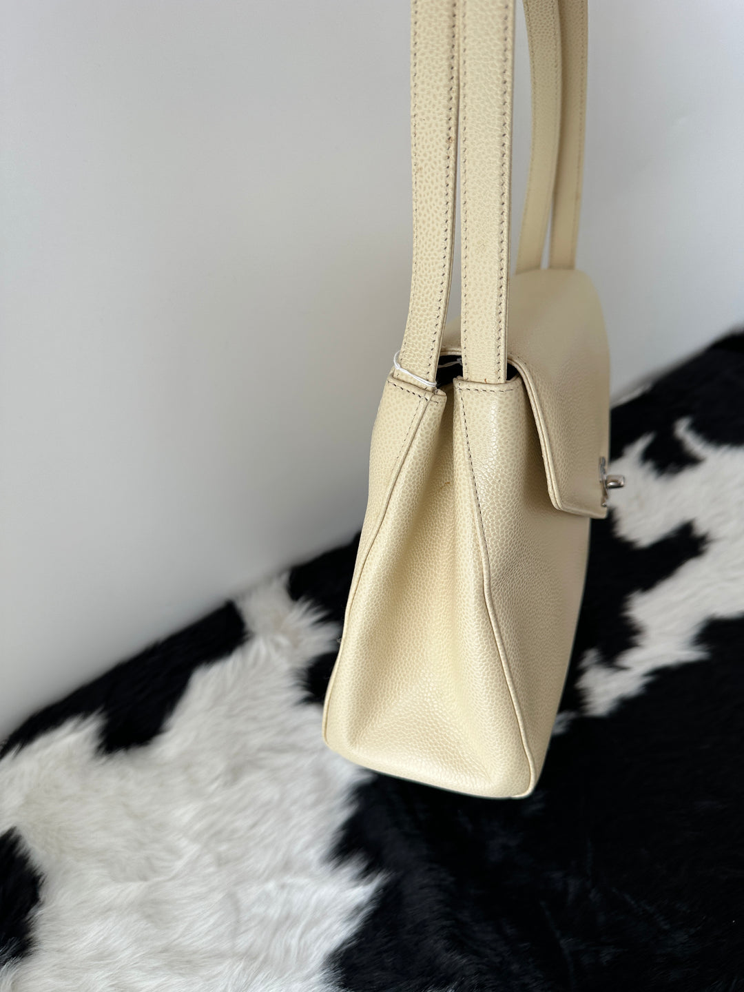 CHANEL Cream Caviar Kelly Shoulder Bag｜Soft Cream Hue × Silver CC Turn Lock × Double-Strap Vintage Elegance 🤍✨👜