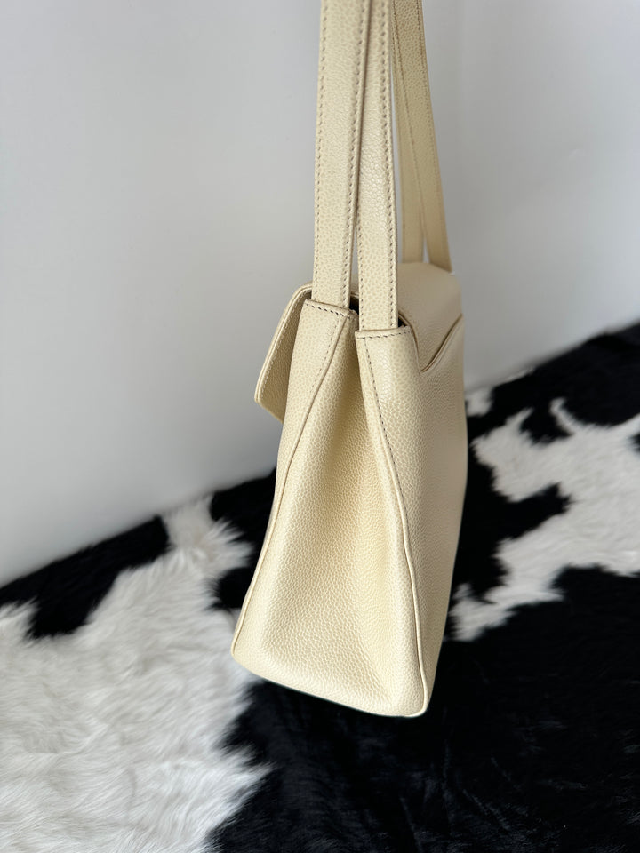 CHANEL Cream Caviar Kelly Shoulder Bag｜Soft Cream Hue × Silver CC Turn Lock × Double-Strap Vintage Elegance 🤍✨👜