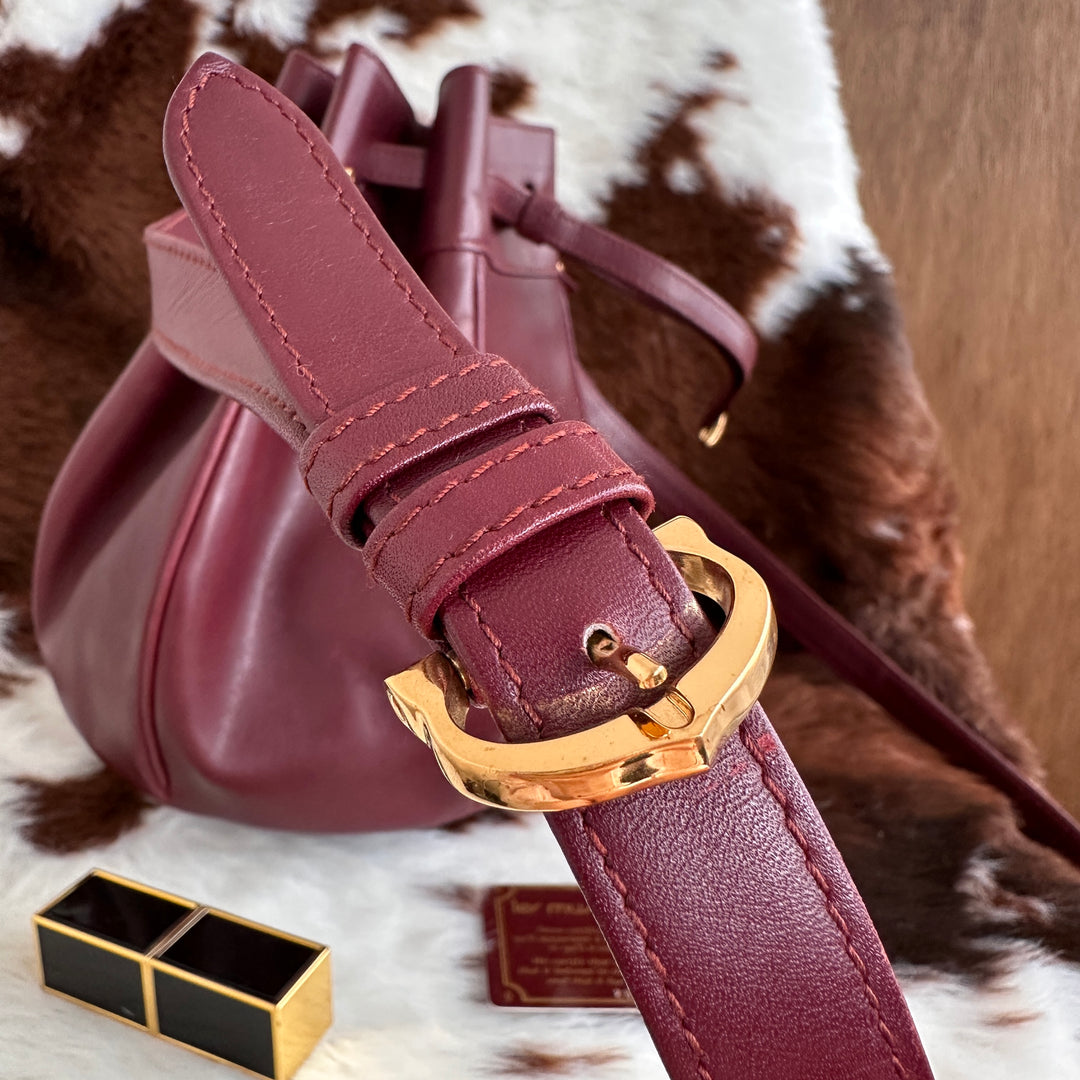 Cartier Must Line Bordeaux Drawstring Shoulder Bag 🍷｜Rich Bordeaux Leather × Iconic Must Line × Vintage Drawstring Design✨