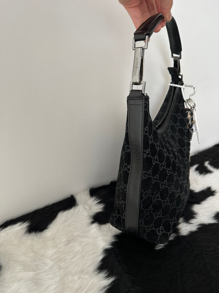 GUCCI So Black Monogram Hobo｜Velvet Shadow GG × Chic All-Black Minimalism × Ultra-Versatile Daily Piece 🖤✨