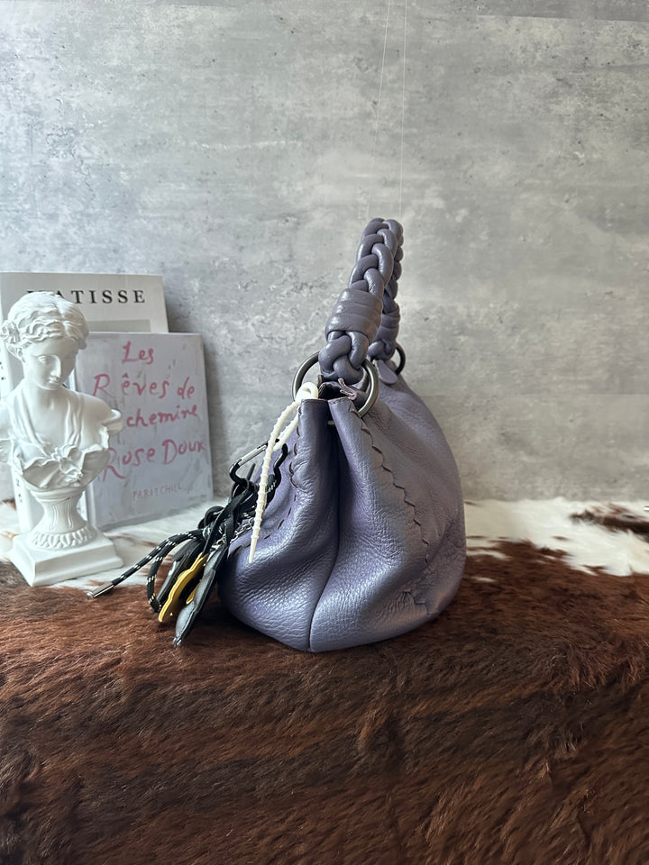 BOTTEGA VENETA Purple Leather Hobo Bag 💜｜Dusty Purple × Braided Handle × Soft Grain Leather