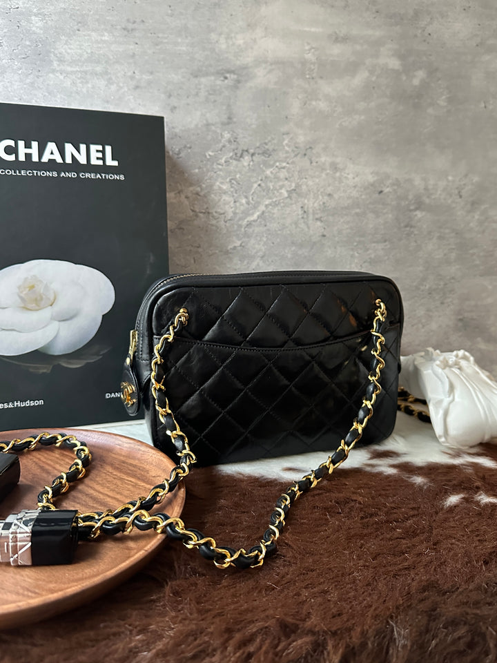 CHANEL Vintage Double Chain Mini Bag 🖤✨｜Quilted Leather × Double Chain × Authenticity Card