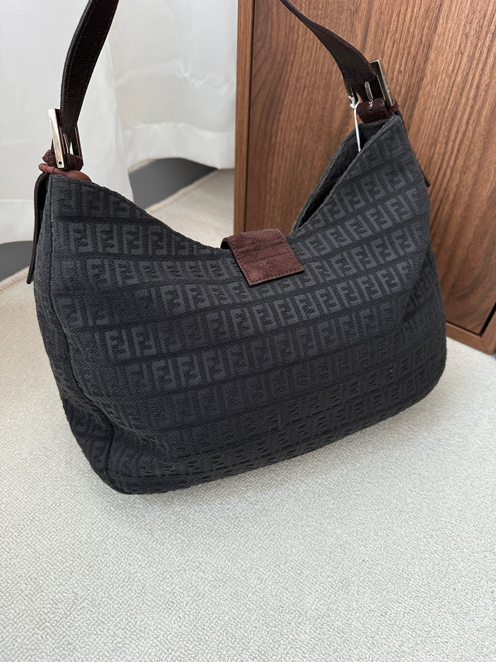 FENDI Zucca Hobo Bag 🤎 Suede Strap Elegance