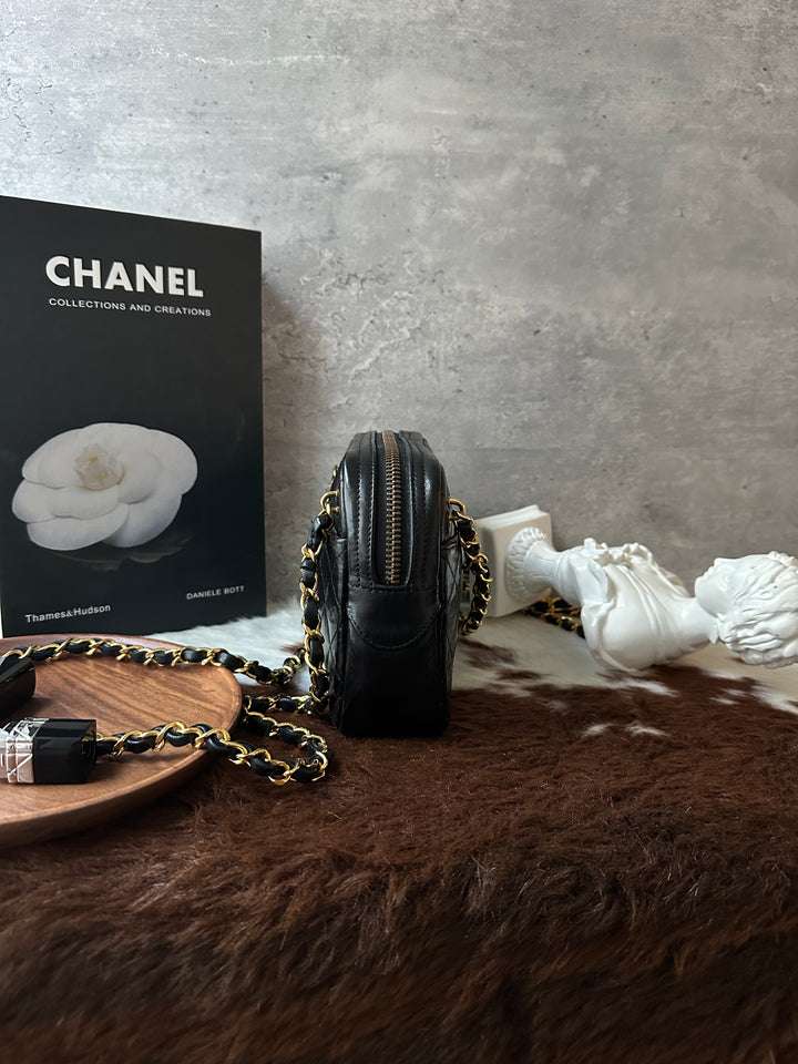 CHANEL Vintage Double Chain Mini Bag 🖤✨｜Quilted Leather × Double Chain × Authenticity Card