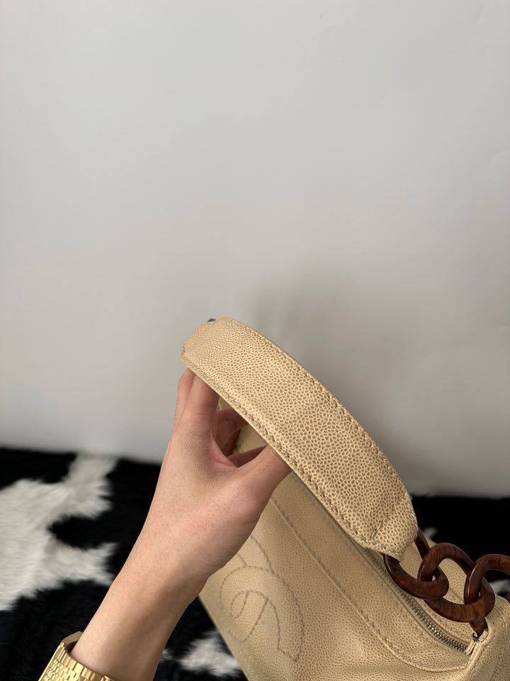 CHANEL CC Small Shoulder Bag 🖤｜Wooden Chain Detail × Caviar Leather × Lightweight Elegance