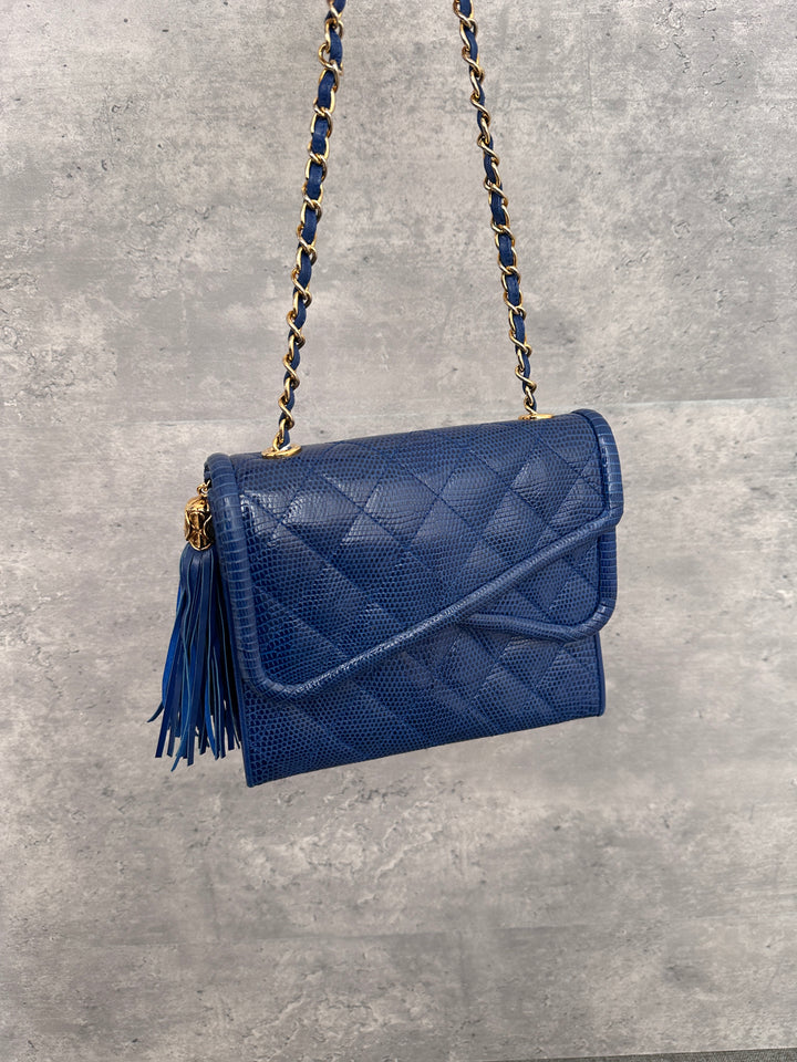 CHANEL Vintage Lizard Leather Flap Bag