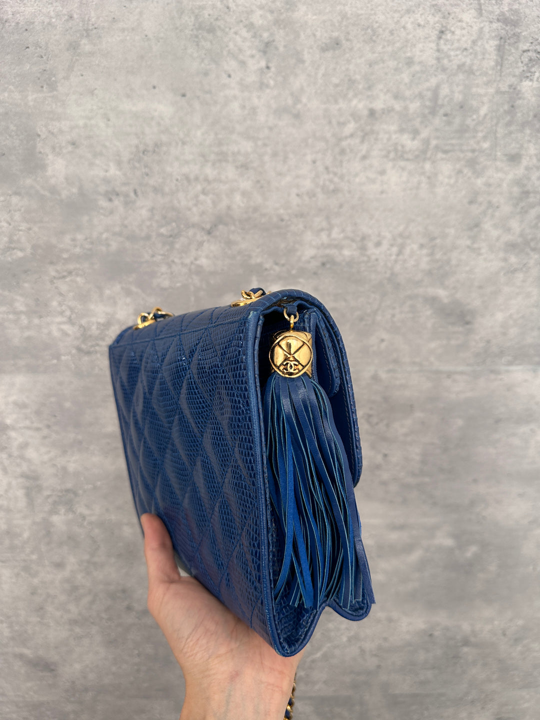 CHANEL Vintage Lizard Leather Flap Bag