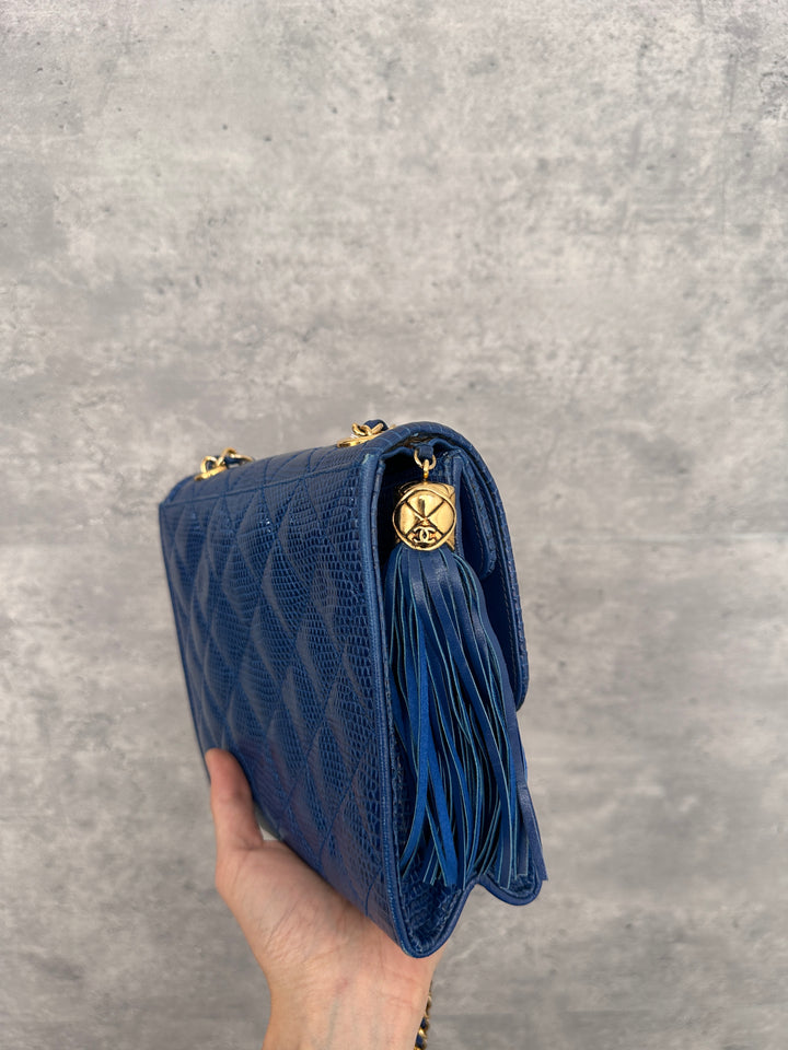 CHANEL Vintage Lizard Leather Flap Bag