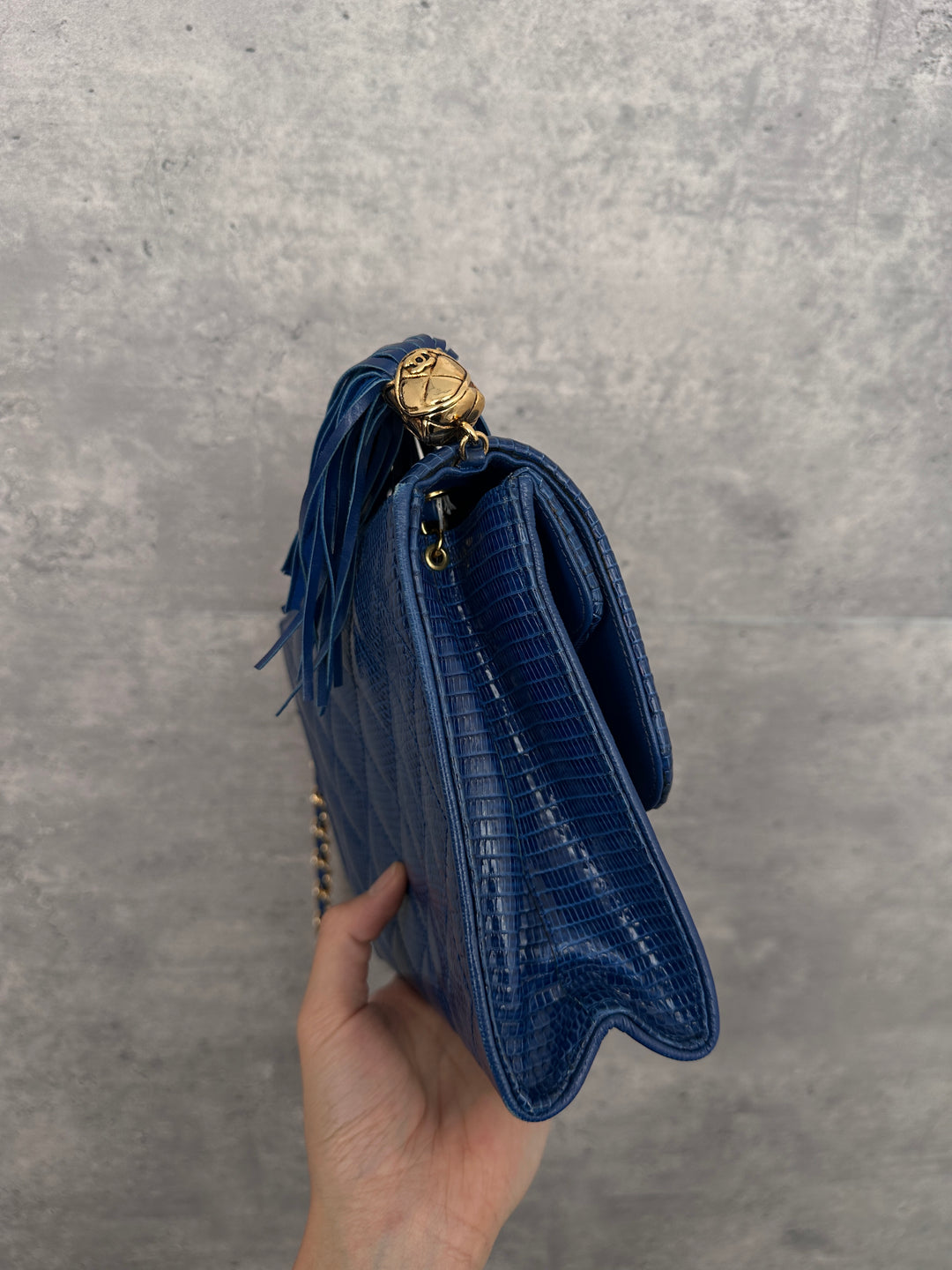 CHANEL Vintage Lizard Leather Flap Bag