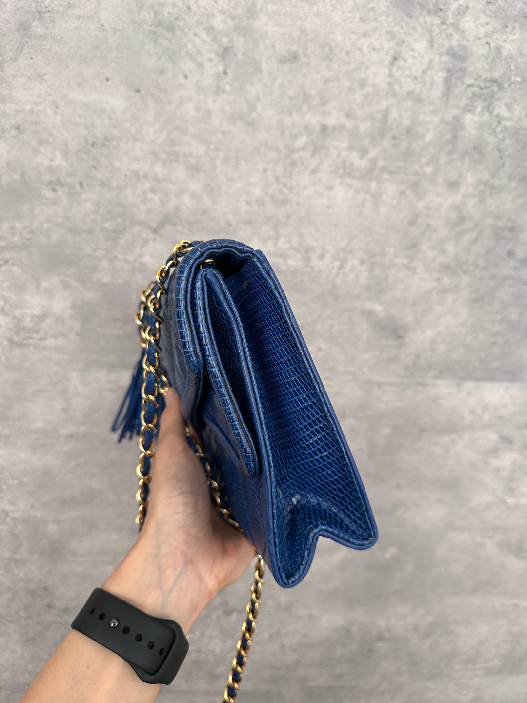 CHANEL Vintage Lizard Leather Flap Bag