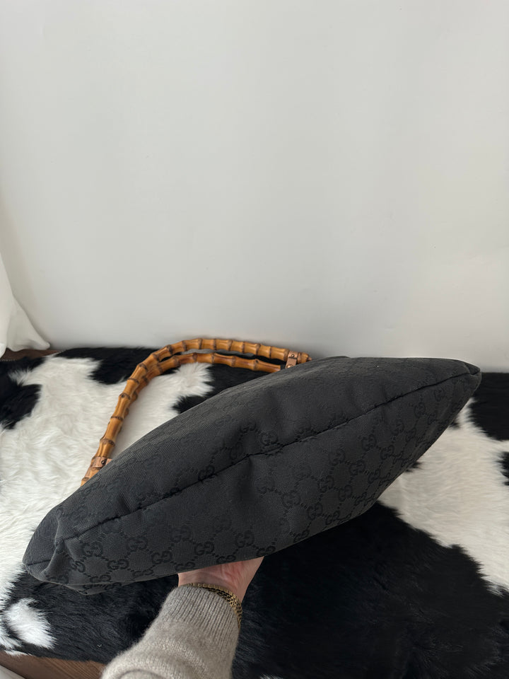 GUCCI Bamboo Hobo Bag 🖤｜Rare Large Bamboo Handle × Iconic GG Canvas × Spacious Interior