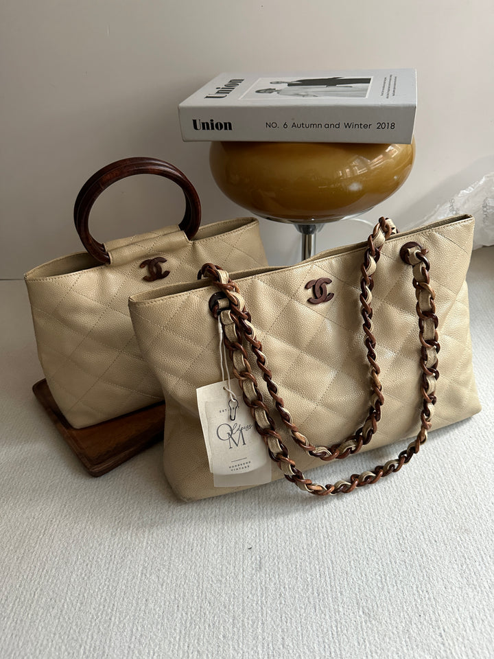 Chanel Woodgrain CC Caviar Tote 🤎 | Autumn Elegance, Everyday Ease