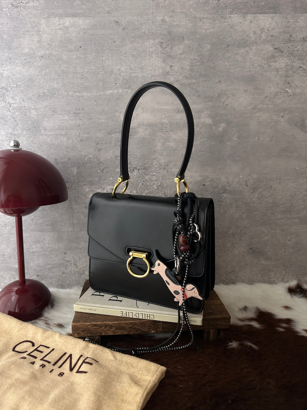 CELINE Vintage Mini Double Flap Handbag 🖤✨｜Rare Mini Size × Box Leather × Gold-Tone Hardware