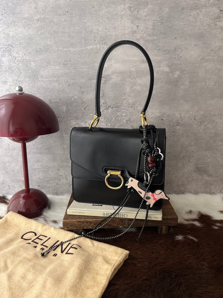 CELINE Vintage Mini Double Flap Handbag 🖤✨｜Rare Mini Size × Box Leather × Gold-Tone Hardware