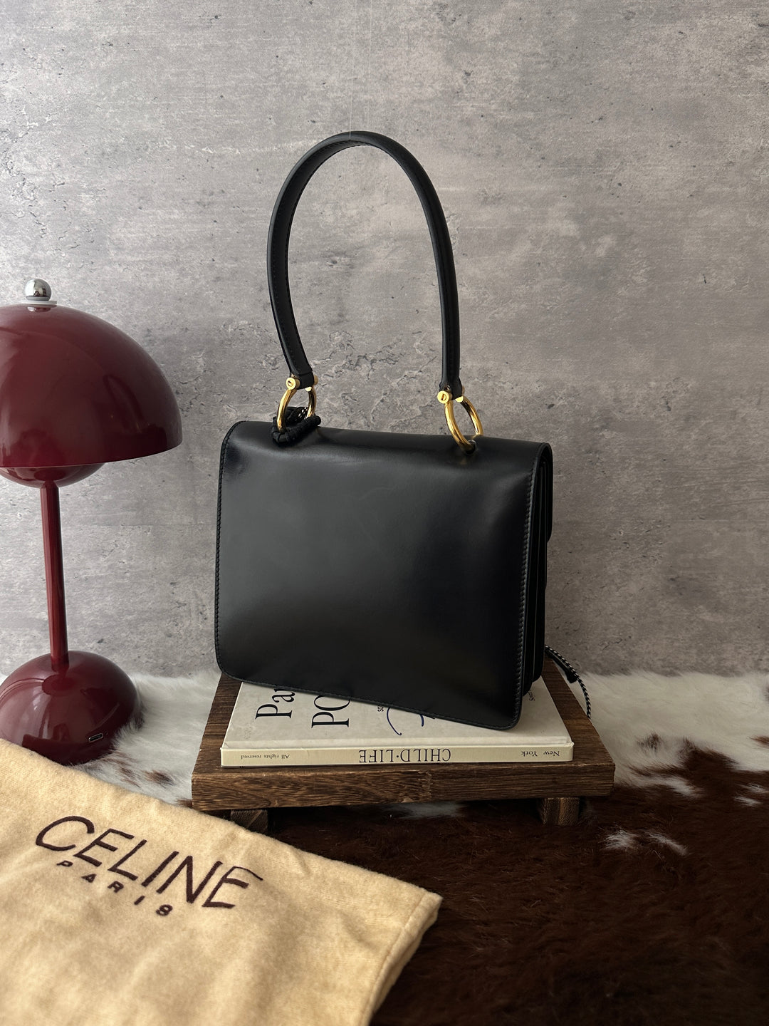 CELINE Vintage Mini Double Flap Handbag 🖤✨｜Rare Mini Size × Box Leather × Gold-Tone Hardware